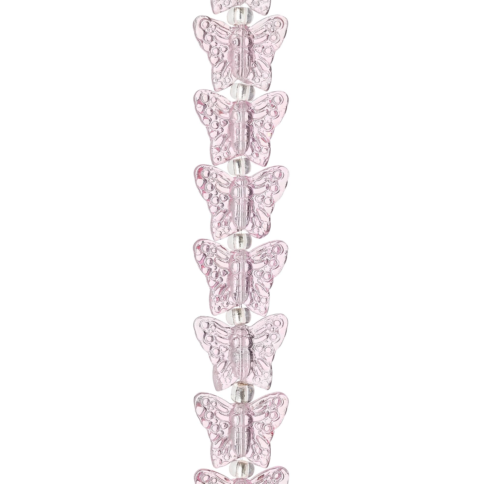 Pink Butterfly Glass Beads, 14mm by Bead Landing®